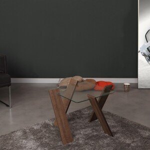 Roman Mini Dohányzóasztal, Comforty, 57x57x41 cm, sötét tölgyszín