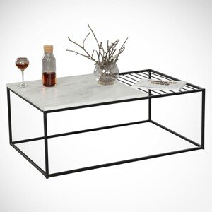 Zinus Marmo Dohányzóasztal, Comforty, 95x55x43 cm, fehér/fekete