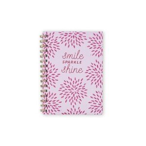 Smile Sparkle Shine Spirálos füzet, Tri-Coastal Design, 18 x 21.5 cm, rózsaszín/aranyszín