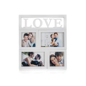 Fényképkeret, Love, Home Decor, 4 fénykép, 28x31 cm, fehér