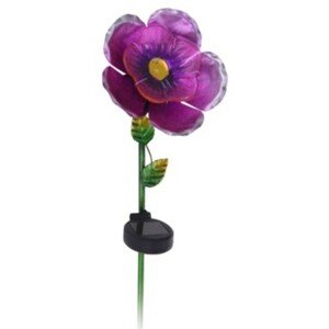 Virágos kerti lámpa, 15,5x11x81 cm, fém, rózsaszín