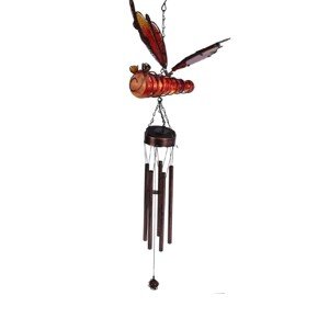 Kerti lámpa Dragonfly harangokkal, 32x22x100 cm, fém, piros