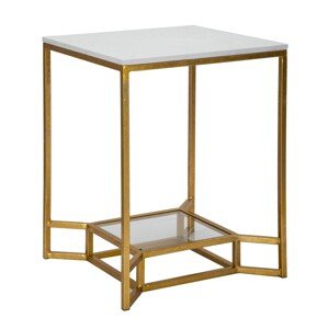 Double Dohányzóasztal, Mauro Ferretti, 47x47x60 cm, vas, aranyszín/fehér