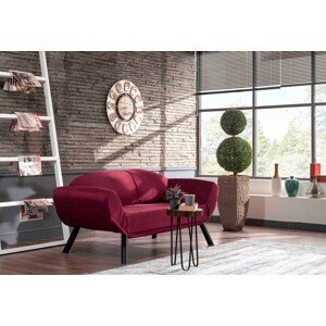Genzo Kihúzható kanapé, Futon, 2 személyes, 177x81x87 cm, fém, világos piros