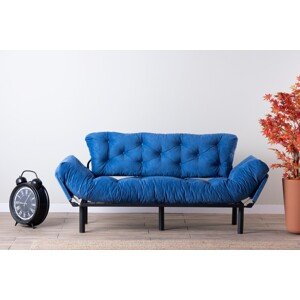 Nitta Triple, Futon Kihúzható kanapé, 3 személyes, 225x70 cm, fém, kék