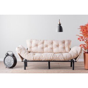 Nitta Triple Kihúzható kanapé, Futon, 3 személyes, 225x70 cm, fém, krémszín