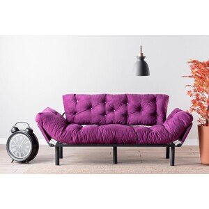 Kanapéágy Nitta Triple, Futon, 3 ülőhely, 225x70 cm, fém, lila