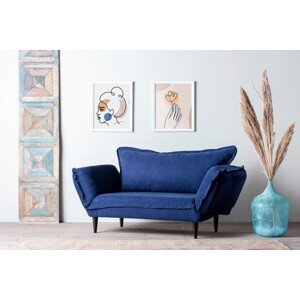 Vino Daybed Kihúzható kanapé, Futon, 3 személyes, 200x70 cm, fém, tengerkék