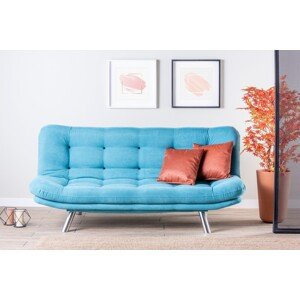 Misa Sofabed Kihúzható kanapé, Futon, 3 személyes, 198x128 cm, fém, türkiz