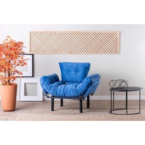 Nitta Single kihúzható fotel, Futon, 135x70 cm, fém, kék