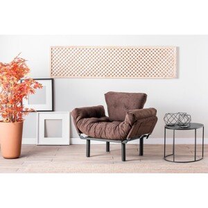 Kihúzható fotel Nitta Single, Futon, 135x70 cm, fém, barna