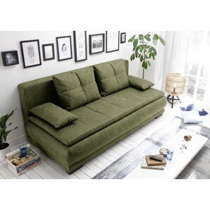 Sophie, Brego 77 Olive Kihúzható kanapé, 3 személyes, 208 x 93 x 105 cm, PAL/fa/poliészter, olíva