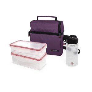 Hőszigetelő zsák készlet, 2 serpenyő 0,6 L + 0,8 L és 0,35 L szalmapalack, Optimal, Iris Barcelona, ​​lila