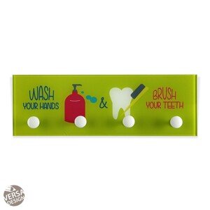 Wash & Brush Fürdőszobai fogas, Versa, 36x3x12 cm, üveg, zöld