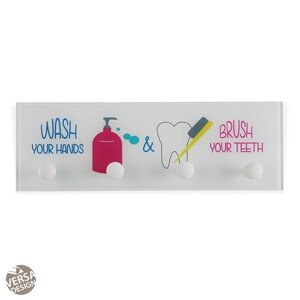 Wash & Brush Fürdőszobai fogas, Versa, 36x3x12 cm, üveg, fehér