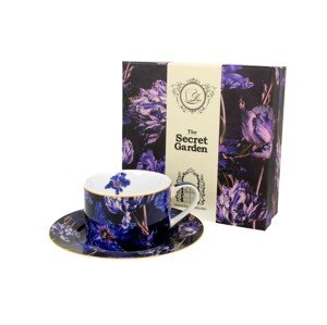 Csésze csészealjjal, DUO, Violet tulipán, 240 ml, porcelán, tarka