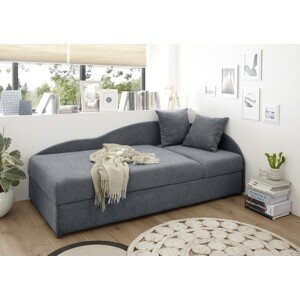 Ágy típusú kanapé, Laura Anthracit, 75 x 95 x 201 cm, PAL / fém / műanyag / poliészter