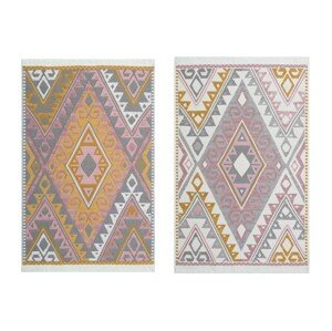 Kilim 2 oldalú szőnyeg, Arya 08 Pink/Yellow, Baketo, 100% újrahasznosított pamut, 80x300 cm