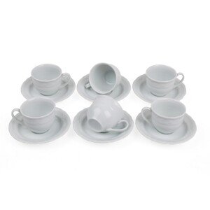 6 db csésze + 6 tányér készlet, Kutahya Porselen, LL12KT00, 50 ml, porcelán, fehér