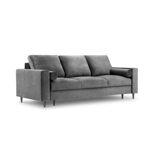 Kihúzható kanapé, Camellia, Mazzini Kanapék, 3 ülőhely, tárolódobozzal, 220x100x92 cm, bársony, világosszürke