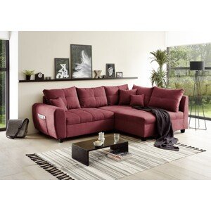 Lea Berry jobb kanapé sarok, 3 ülőhely, 248 x 87 x 176 cm, forgácslap / fa / poliészter, piros
