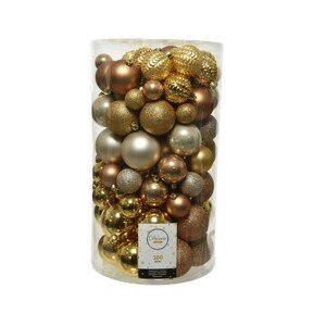 Doboz 100 vegyes gömbökkel Mix, Decoris, műanyag, arany / pezsgő
