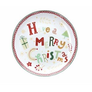 Panettone tányér, Tognana, Christmas Be Merry, 30 cm Ø, porcelán, többszínű