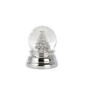 Hógömb , Hermann Bauer, Xmas Tree, 6.5 x 5 cm, poligyanta/üveg, ezüstszín/fehér