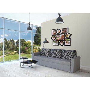 Firenze Kihúzható kanapé Grey Black Flower 218x85x85 cm + tárolóládával