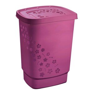 Rattan szennyeskosár, Jotta, 55 L, műanyag, rózsaszín