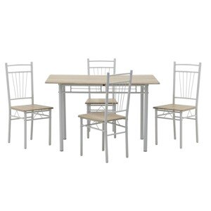 InArt étkező/konyhagarnitúra, asztal és 4 szék, 120x69x75 cm, nyír/vasfa