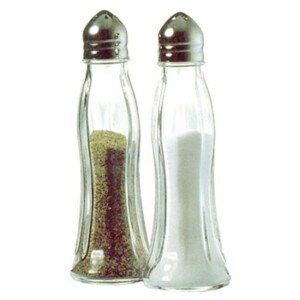 Fekete-fehér só-bors készlet, Pasabahce, 12,5 cm, üveg, átlátszó
