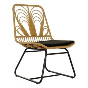 DKD Home Kerti/terasz fotel, 58 x 65 x 89 cm, fém/rotáng, fekete/bézs