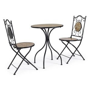Kansas Kerti Asztal 2 db székkel, Bizzotto, acél/kerámia