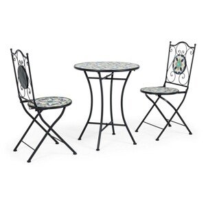 Positano Kerti asztal és 2 szék, Bizzotto, acél/kerámia