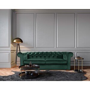 Oxford Chesterfield Kihúzható kanapé, 88x216x75 cm, 3 személyes, zöld