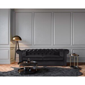 Oxford Chesterfield Kihúzható kanapé, 88x216x75 cm, 3 személyes, grafit szürke