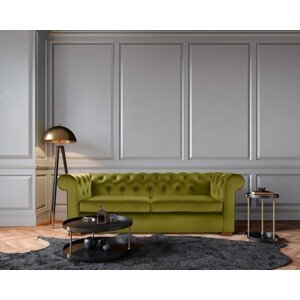 Oxford Chesterfield Kihúzható kanapé, 88x216x75 cm, 3 személyes, olajzöld