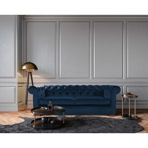 Oxford Chesterfield Kihúzhatós kanapé, 88x216x75 cm, 3 személyes, sötétkék