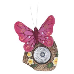 Butterfly kerti napelemes lámpa, 9,5x7x11 cm, polisztirol, rózsaszín