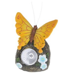 Butterfly kerti napelemes lámpa, 9,5x7x11 cm, polisztirol, sárga