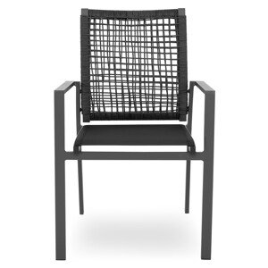 Mauro Egymásra helyezhető szék, L.56 l.62 H.92, alumínium/szintetikus szál/textil, szürke/fekete