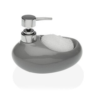 Versa Folyékony szappan adagoló szivacstartóval, 16.5x16 cm, kerámia, szürke