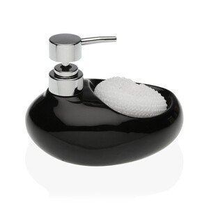 Versa Folyékony szappan adagoló szivacstartóval, 16.5x16 cm, kerámia, fekete