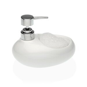 Versa Folyékony szappan adagoló szivacstartóval, 16.5x16 cm, kerámia, fehér