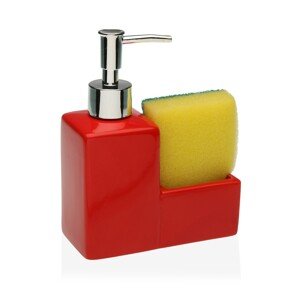 Versa Folyékony szappan adagoló szivacstartóval, 13x16.5 cm, kerámia, piros