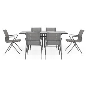 Dresda Kerti/terasz bútor szett 6 db szék és asztal, acél, antracit/fekete