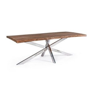 Arkansas Asztal, Bizzotto, 220 x 100 x 77 cm, akácfa/rozsdamentes acél