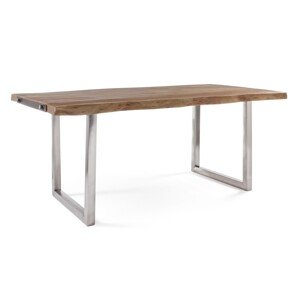 Osbert Asztal, Bizzotto, 180 x 90 x 77 cm, akácfa/rozsdamentes acél