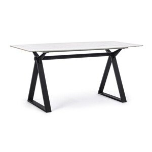 Paloma Asztal, Bizzotto, 160 x 90 x 76 cm, acél/edzett üveg